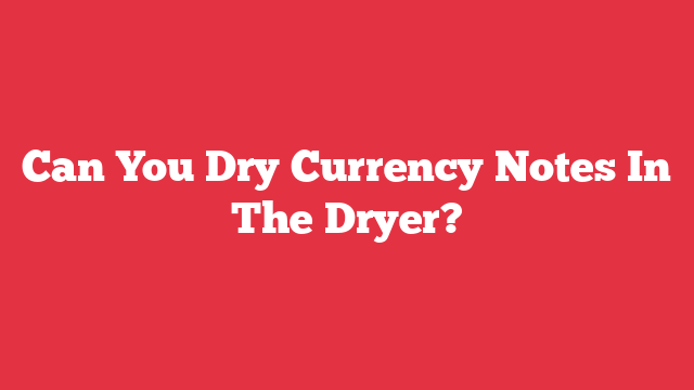 Can You Dry Currency Notes In The Dryer?