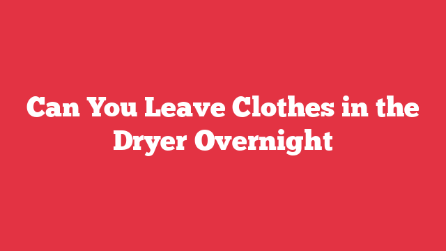 Can You Leave Clothes in the Dryer Overnight
