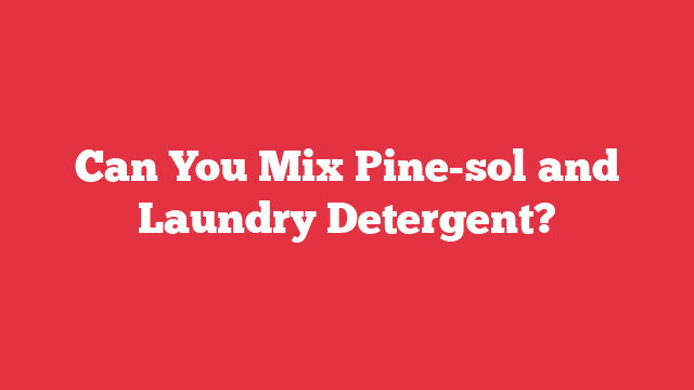 Can You Mix Pine-sol and Laundry Detergent?