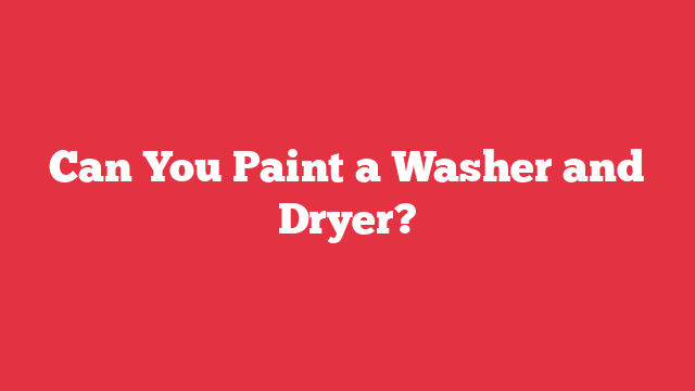 Can You Paint a Washer and Dryer?