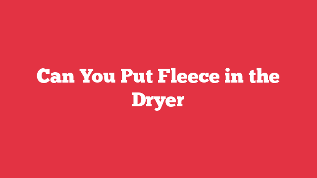 Can You Put Fleece in the Dryer