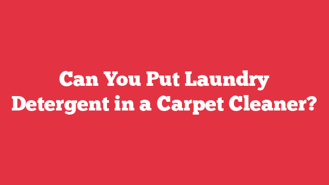 Can You Put Laundry Detergent in a Carpet Cleaner?