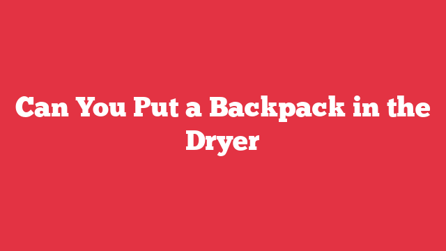 Can You Put a Backpack in the Dryer