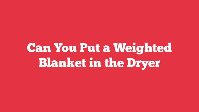 Can You Put a Weighted Blanket in the Dryer