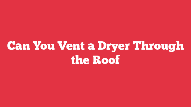 Can You Vent a Dryer Through the Roof