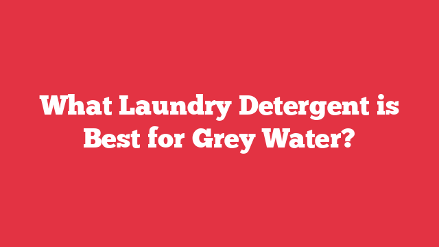 What Laundry Detergent is Best for Grey Water?