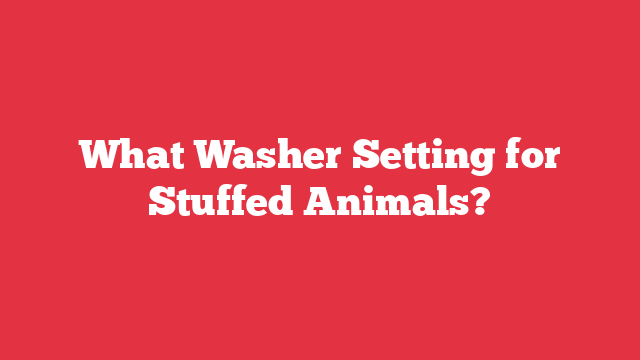 What Washer Setting for Stuffed Animals?