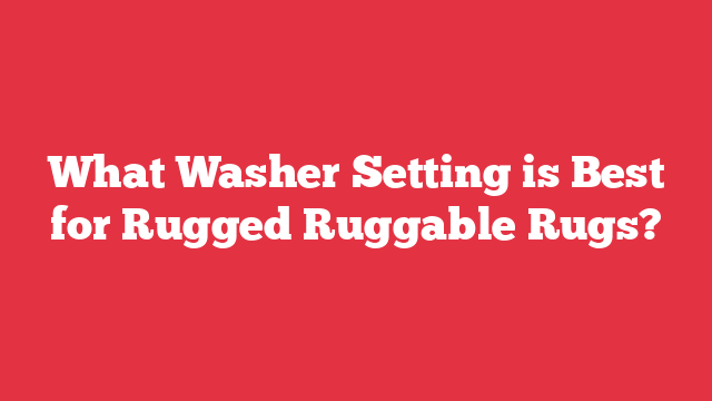 What Washer Setting is Best for Rugged Ruggable Rugs?