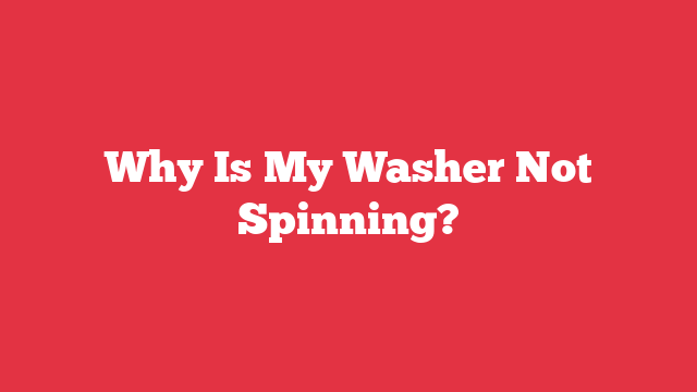 Why Is My Washer Not Spinning?