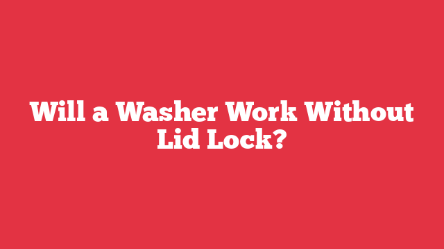 Will a Washer Work Without Lid Lock?